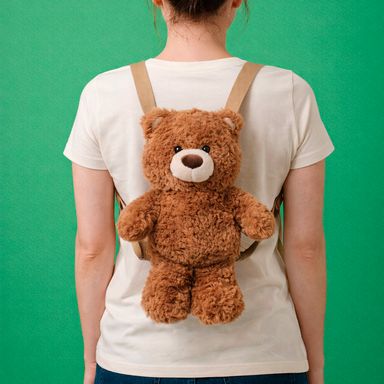 Mochila infantil oso de peluche café -  Miniso