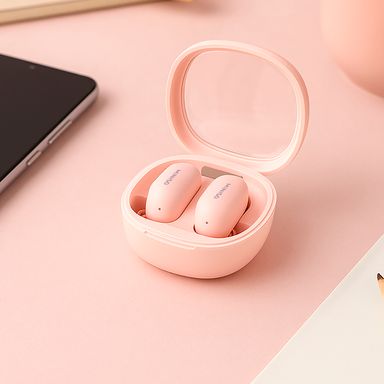 Audífonos inalámbricos con estuche tipo buds sintéticos rosas tws -  Miniso