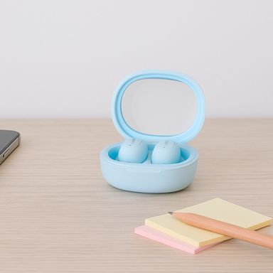 Audífonos inalámbricos con estuche de carga tipo buds sintéticos azules -  Miniso