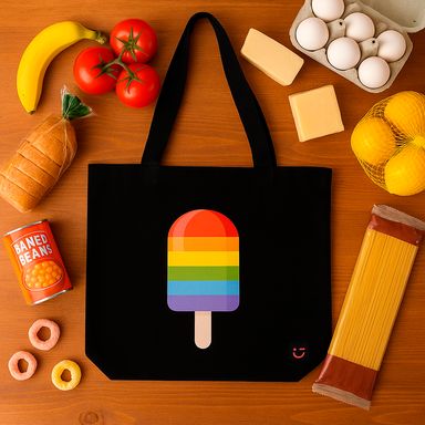 Bolsa de compras estampado de paleta textil negra 38x34 cm -  Miniso