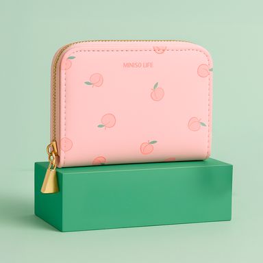 Cartera para mujer estampado de duraznos sintética 11x8x2 cm -  Miniso