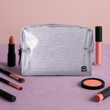 Cosmetiquera diseño con patrón sintética transparente 22x16x8 cm -  Miniso