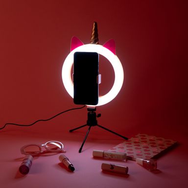 Aro de luz con soporte diseño de unicornio sintético blanco -  Miniso