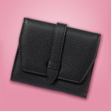Cartera para mujer tipo piel sintética negra 12x15x3 cm -  Miniso