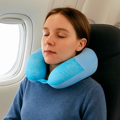 Almohada de viaje memory foam azul 23x24 cm -  Miniso