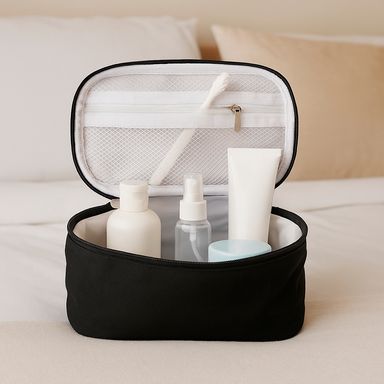 Cosmetiquera textil negra 18x11x7 cm -  Miniso