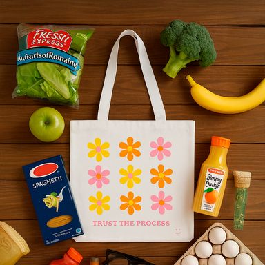 Bolsa de compras estampado de flores textil blanca 38x34 cm -  Miniso