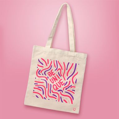 Bolsa de compras be unique textil beige 34x38 cm -  Miniso