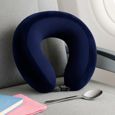 Almohada de viaje minimalista memory foam azul 25x24 cm -  Miniso