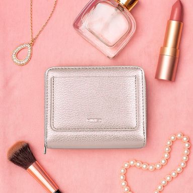 Cartera para mujer sintética plateada 11x9x3 cm -  Miniso