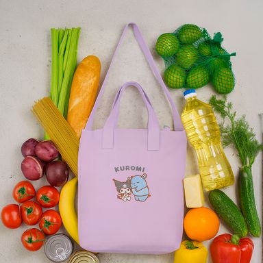 Bolsa de compras 100% algodón morada 39x34x5 cm kuromi sanrio -  Sanrio