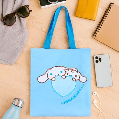 Bolsa de compras bordada textil azul 34x38 cm cinnamoroll sanrio -  Sanrio