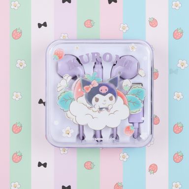 Audífonos de cable con estuche tipo c lila 120 cm kuromi sanrio -  Sanrio