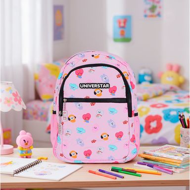 Mochila casual textil rosa 29x12x42 cm bt21 -  BT21