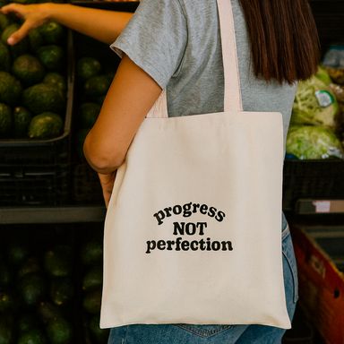 Bolsa de compras con estampado textil beige 34x38 cm -  Miniso