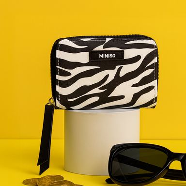 Cartera para mujer estampado animal print sintética blanca 11x8x3 cm -  Miniso
