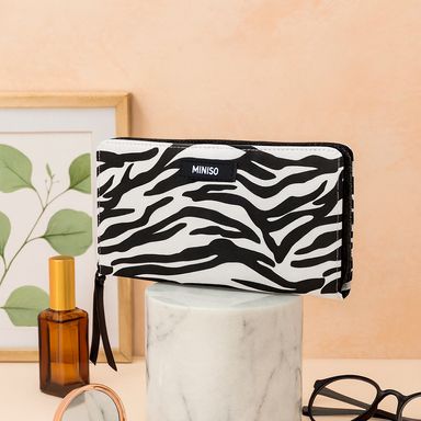 Cartera larga para mujer tipo animal print sintética 19x10x2 cm cebra -  Miniso