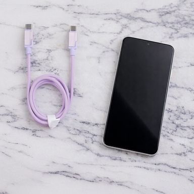 Cable de carga rápida y datos tipo c morado 100 cm 60 w -  Miniso