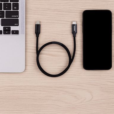 Cable de carga rápida y datos macaron sintético negro 100 cm tipo c -  Miniso