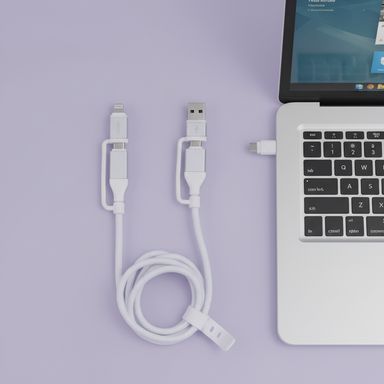 Cable de carga rápida y datos macaron blanco 100 cm 60 w 4 en 1 -  Miniso