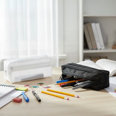 Cartuchera tipo malla doble cierre sintética 21x8 cm diseño aleatorio -  Miniso