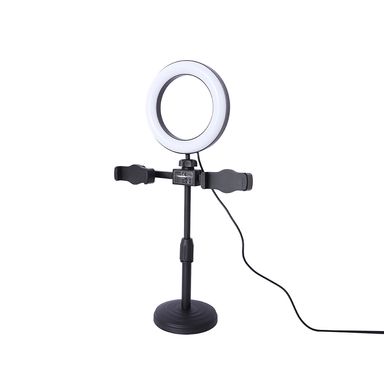 Aro de luz con doble soporte sintético negro 10x9x18 cm -  Miniso