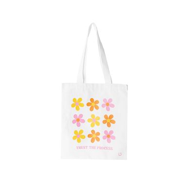 Bolsa de compras estampado de flores textil blanca 38x34 cm -  Miniso