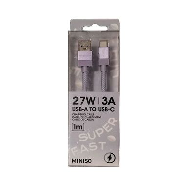 Cable de carga rápida usb a tipo c nailon reforzado 1 m 27 w -  Miniso