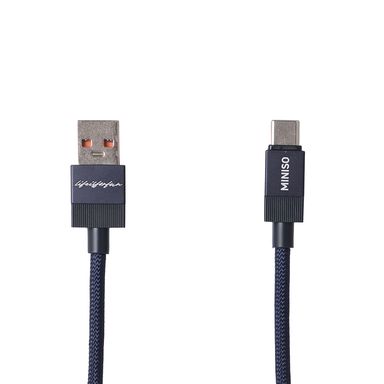 Cable de carga rápida y datos life is for fun nailon reforzado azul 1 m 66 w usb a tipo c -  Miniso