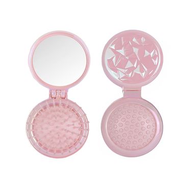 Espejo portátil plegable shiny pink sintético rosa 6x6 cm con cepillo -  Miniso