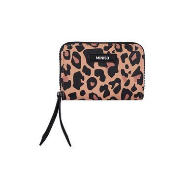 Cartera para mujer estampado animal print sintética café 11x8x3 cm -  Miniso