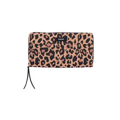 Cartera larga para mujer tipo animal print sintética café 19x10x2 cm -  Miniso