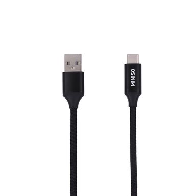 Cable de carga rápida y datos macaron sintético negro 100 cm usb a tipo c -  Miniso