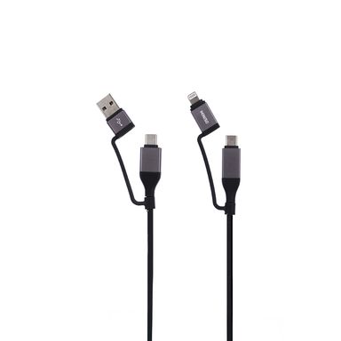 Cable de carga rápida y datos macaron negro 100 cm 60 w 4 en 1 -  Miniso