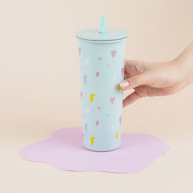 Tomatodo con tapa y sorbete sweet funk acero inoxidable verde aqua 800 ml -  Miniso