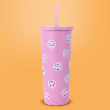 Tomatodo con tapa y sorbete sweet funk acero inoxidable rosa 800 ml -  Miniso