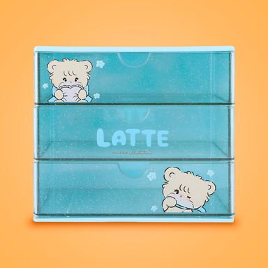 Organizador de escritorio con cajones mikko plástico azul 18x12 cm osita latte -  Mikko