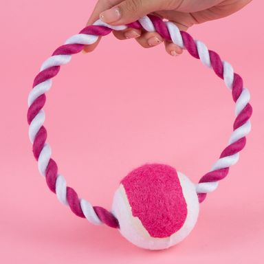 Juguete de cuerda con pelota textil rosa -  Miniso
