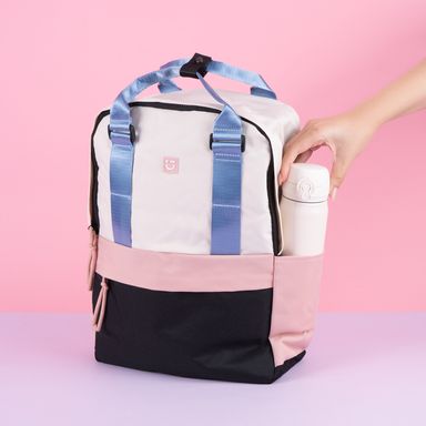 Mochila casual textil beige 39x28x12 cm -  Miniso