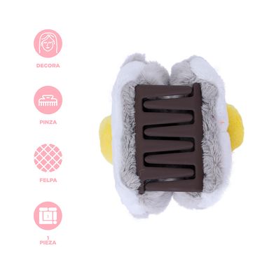 Pinza para cabello afelpada gris 9x6 cm sr. miniso -  Mini Family