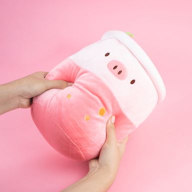 Peluche malteada de fresa felpa rosa 21x25 cm cerdita gigi -  Mini Family