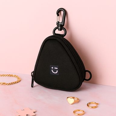 Monedero diseño de triangulo textil negro 10x12 cm -  Miniso