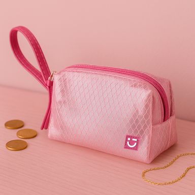 Monedero hilos metálicos sintético rosa 12x7x6 cm -  Miniso