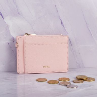 Tarjetero sintético rosa 12x9x1 cm -  Miniso