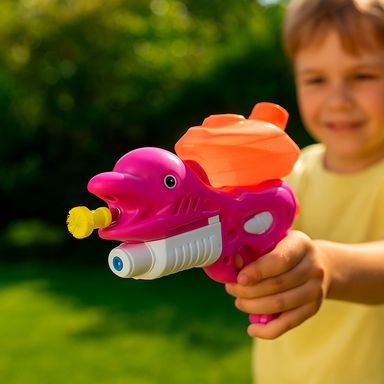 Pistola de agua y burbujas 2 en 1 plástico rosa 27x17 cm delfín -  Miniso