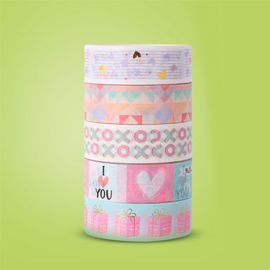 Set cintas adhesivas estampados cute washi multicolor 1.5x200 cm 5 piezas -  Miniso