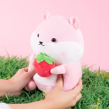 Peluche con fresa felpa rosa 16x11x25 cm hámster -  Miniso