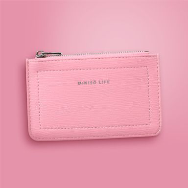 Monedero minimalista sintético rosa 13x8x1 cm -  Miniso