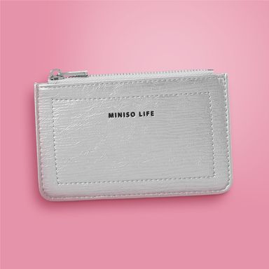 Monedero minimalista sintético plateado 13x8x1 cm -  Miniso