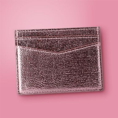 Tarjetero shiny sintético rosa 10x8x1 cm -  Miniso